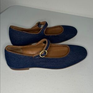 Seychelles Blue Denim Mary Jane Flats